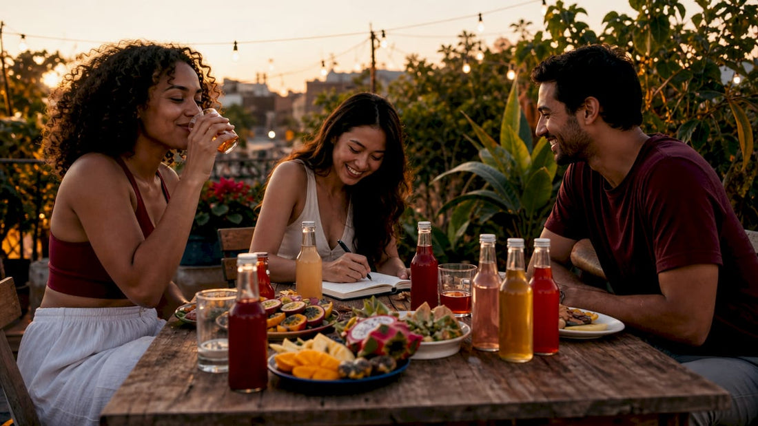 Group tasting and comparing kombucha flavors